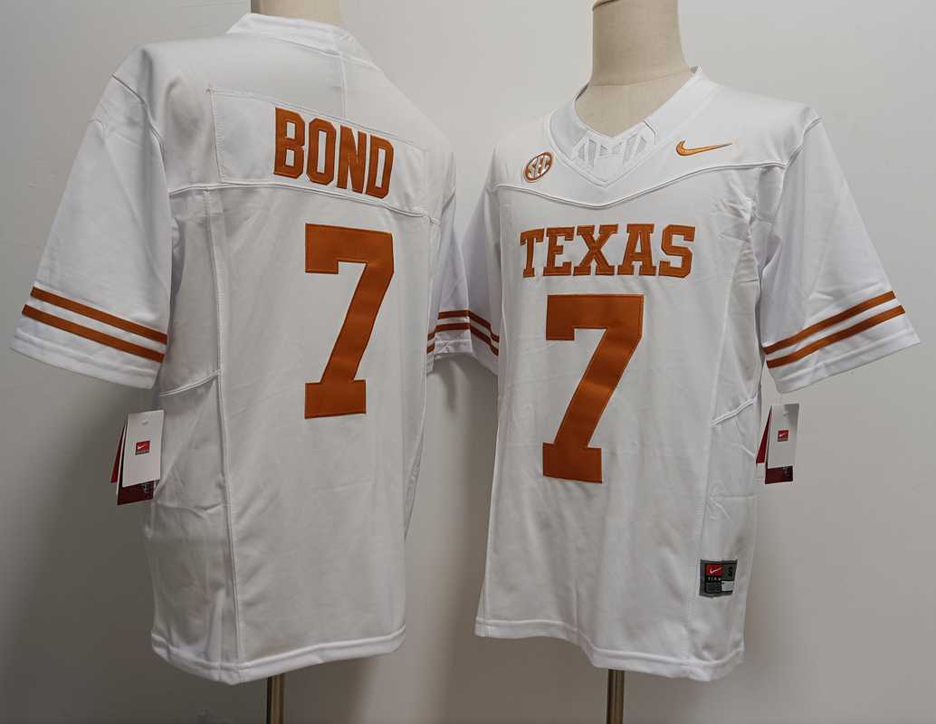 Men%27s Texas Longhorns #7 Isaiah Bond White FUSE Stitched Jersey